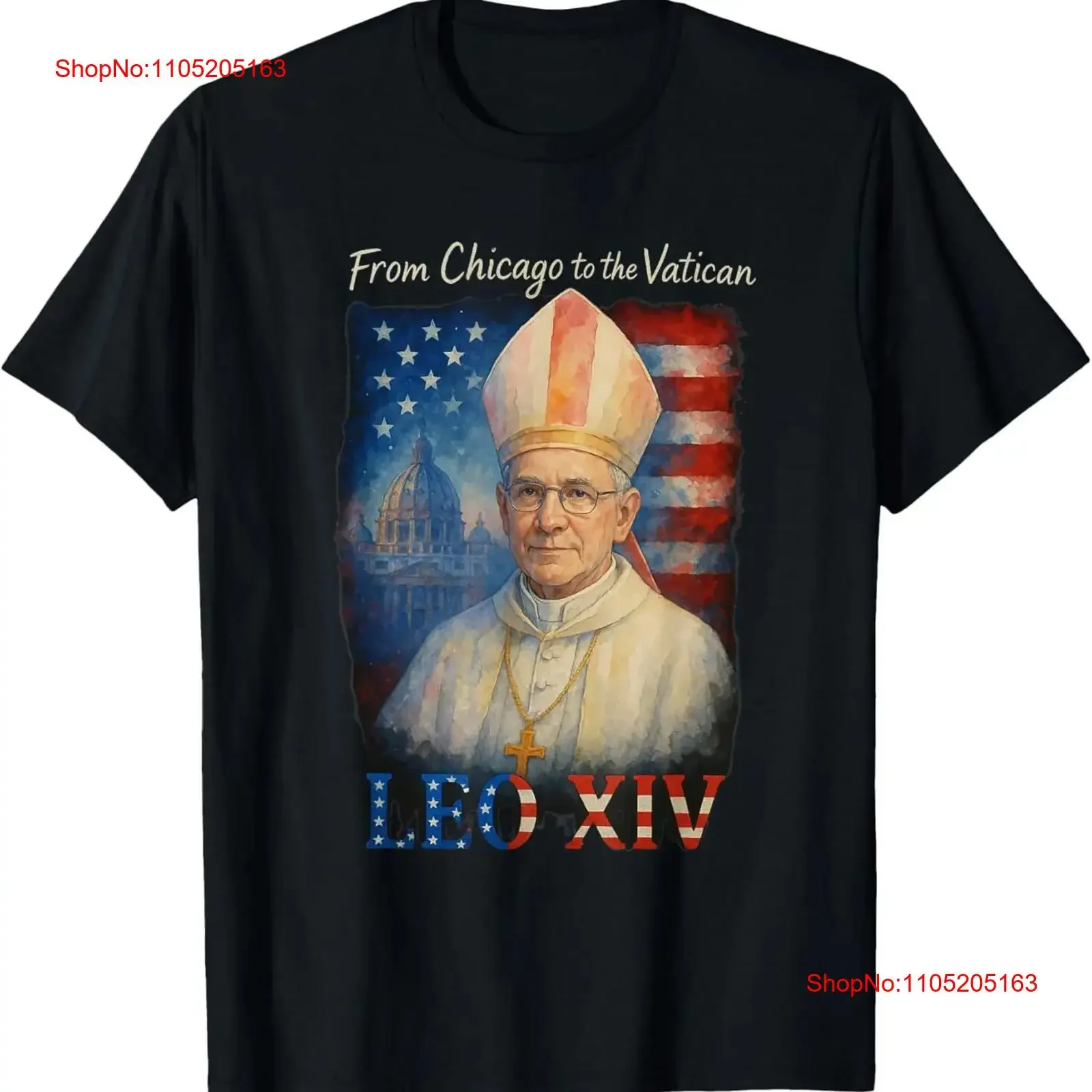 

From Chicago to the Vatican Leo XIV American Pope Patriotic T Shirt vintage Washed Unisex graphic fashion Comfortable Slightly
