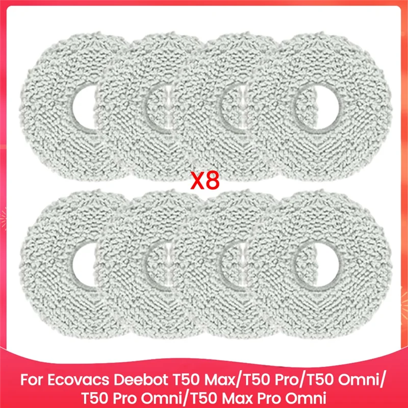 LITE-For Ecovacs Deebot T50 Max/T50 Pro/T50 Omni/T50 Pro Omni/T50 Max Pro Omni Repuestos, Paños de Fregona Reutilizables y Lavables, 8 Unidades