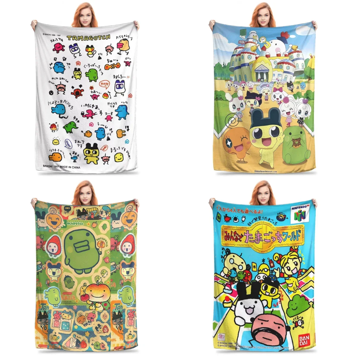 Japanese Tamagotchi Warm Soft Plush Throw Blanket for Boys Girls Flannel Bedspread Sofa Bed Cover Home Decor Print