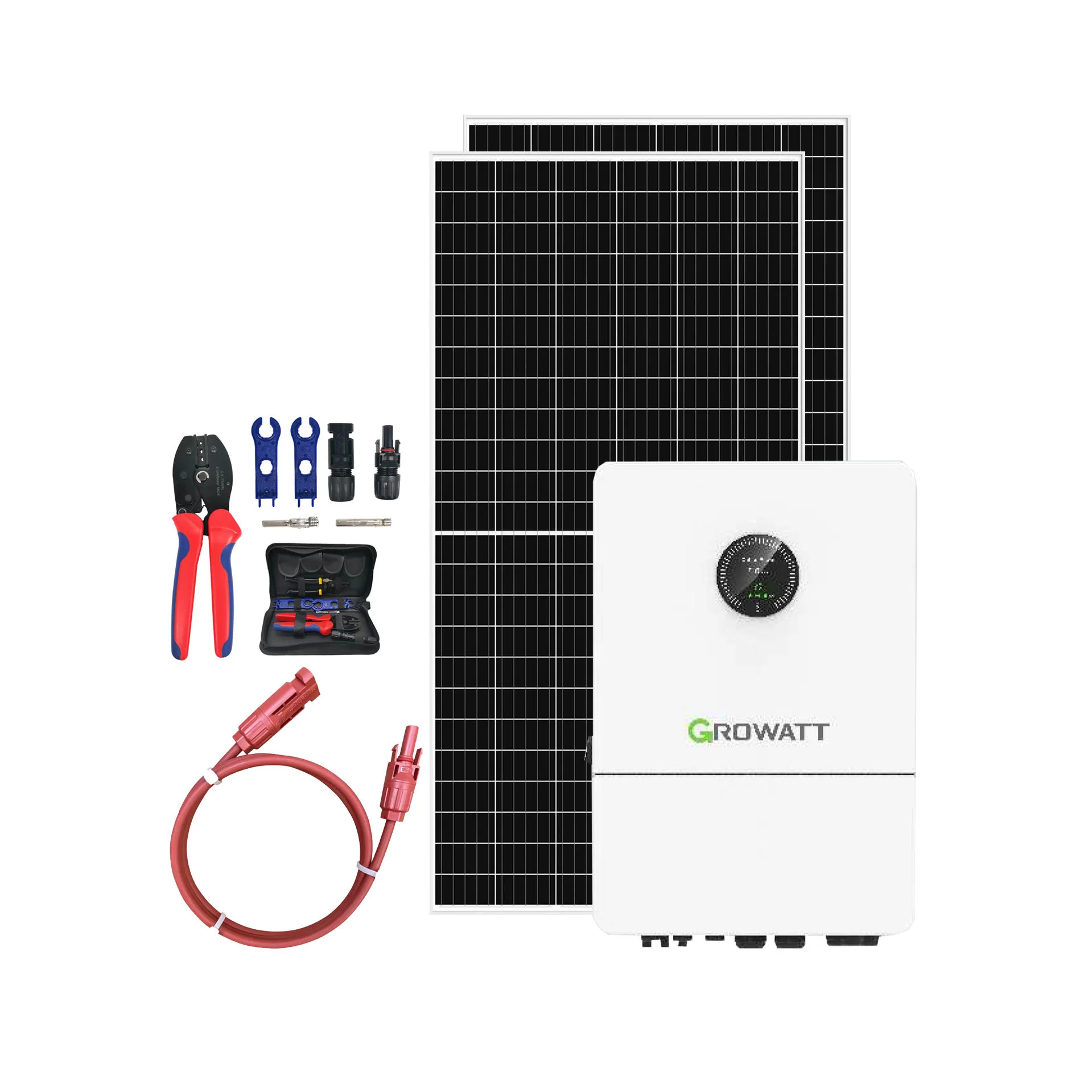 US Standard 10kW Split Phase Solar System: 120V/240Vac Output + Lithium Battery + Solar Panels + Full Hardware Kit
