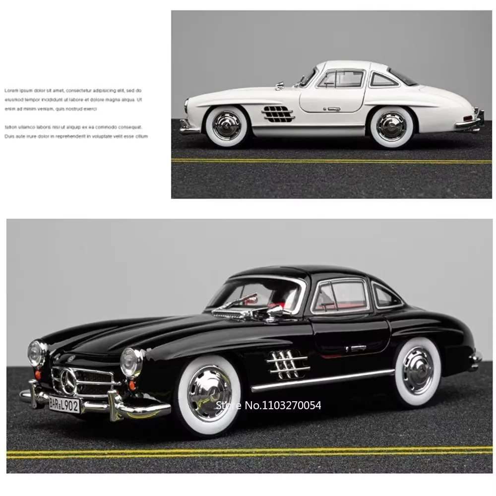 1:24 300SL W140 alliage modèle jouets moulé sous pression voiture avec son lumière retirer portes ouvertes modèles miniatures classique jouet cadeaux pour les garçons