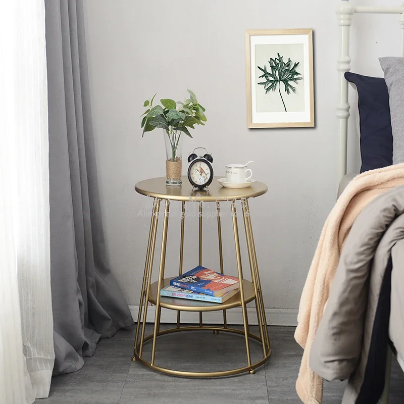 

High-Quality Wrought Iron Gold Nordic Coffee TableCreative Round Side Table for Living Room or Bedroom Corner Desks New Arrivals