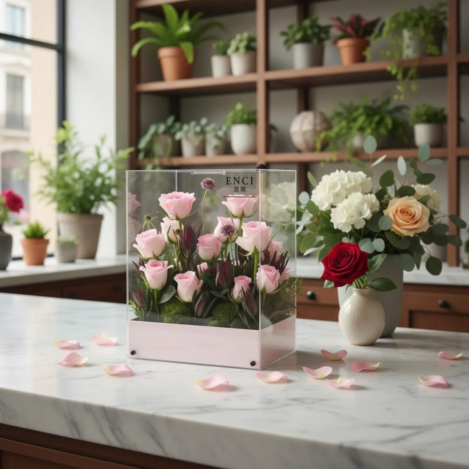 

Прозрачная подарочная коробка для цветов, декоративная акриловая коробка для цветов, прямоугольный футляр для цветов, романтический подарок на День святого Валентина, для вечеринок