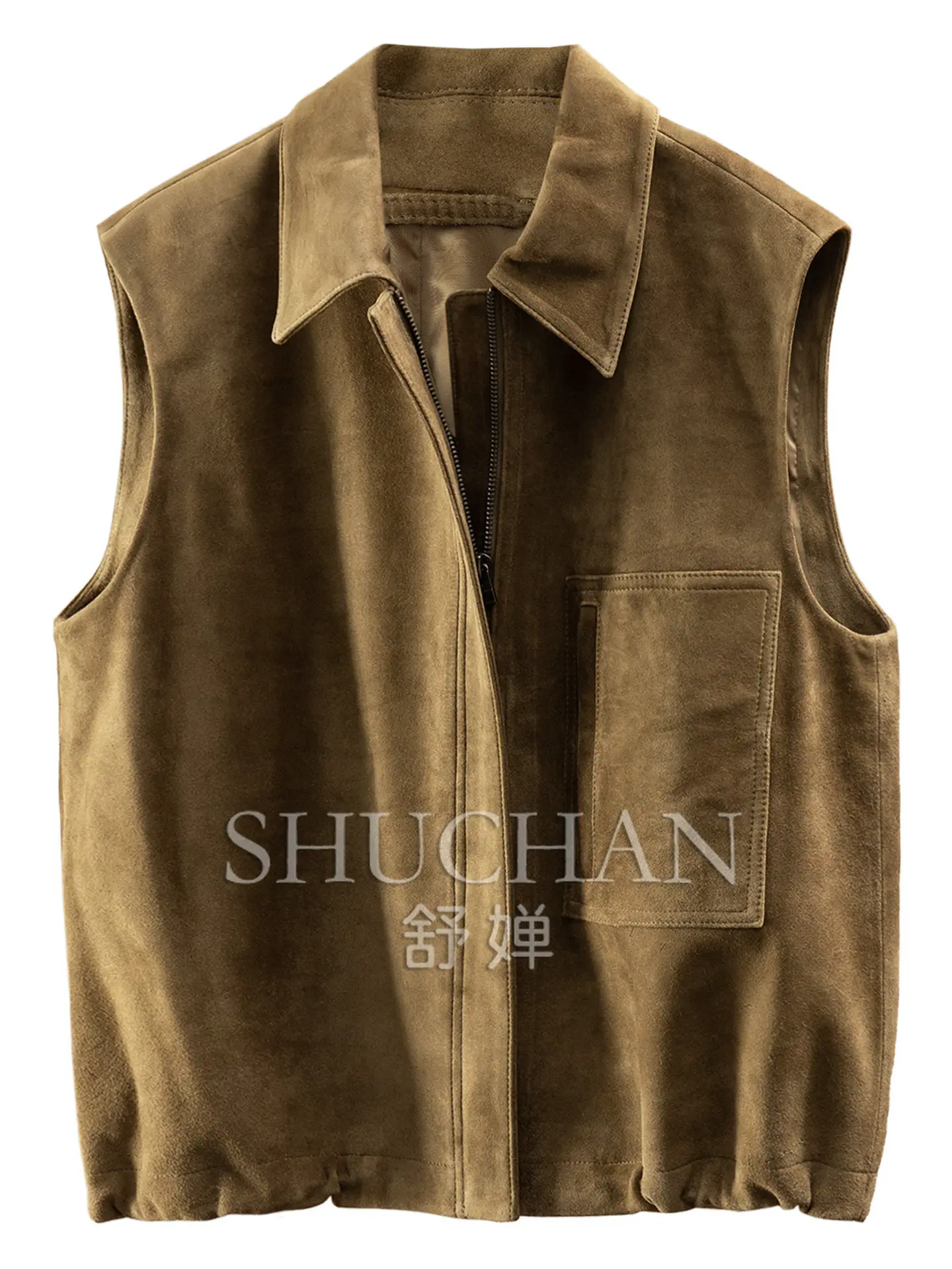 Tank Top Low-key Old Money Luxury Italian Li Loose Drawstring Tire Cowhide Tooling Lapel Vest Female F055