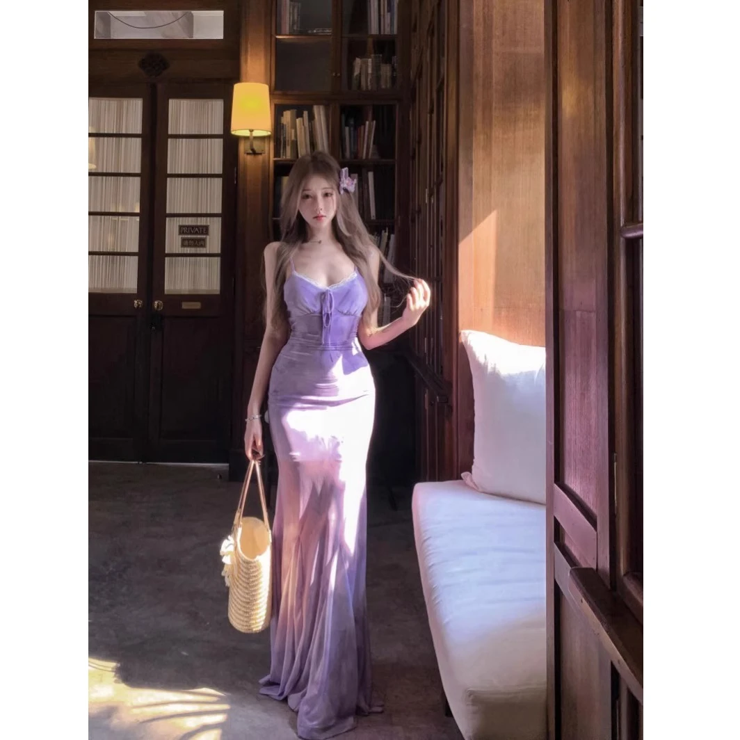 فساتين نسائية صيفية جديدة بدون أكمام بحزام سباغيتي مع فيونكة وفتحة جانبية مفرغة ملابس شاطئ فساتين صيفية مضادة للشمس متعددة الألوان #4