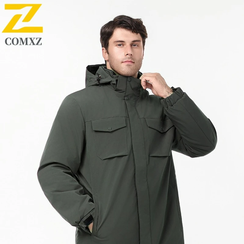 Winter Cotton Jacket Men Fleece Lined Thickened Warm Plus Size Windproof Coat Casual Outdoor Cold Weather Workwear Parka