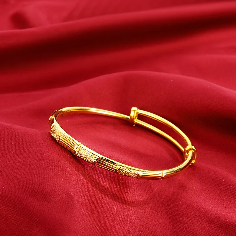 

Boutique AU999 gold jewelry womens bracelet fashion retro bamboo frosted bracelet 24K pure gold womens bracelet