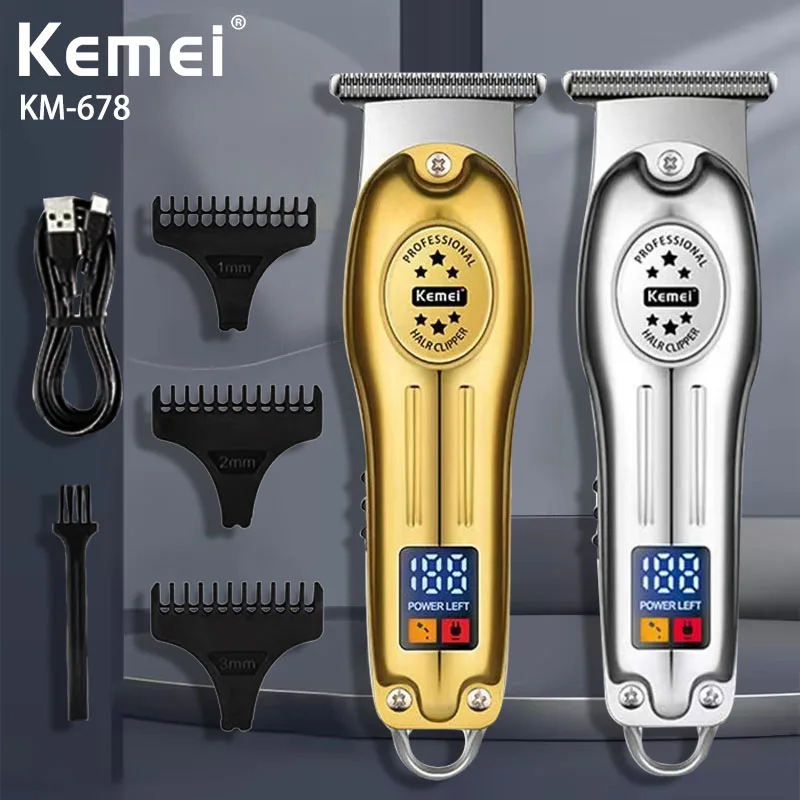 Kemei KM-678 Portable Mini Electric clippers Professional Metal Hair Clipper LCD Display Trimmer Rechargeable HairCutter Machine