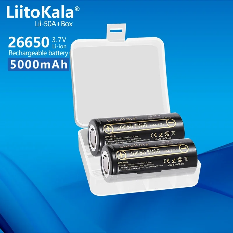 1-10PCS LiitoKala lii-50A 26650 5000mah lithium battery 3.7V 5000mAh 26650-50A rechargeable battery suitable for flashlight