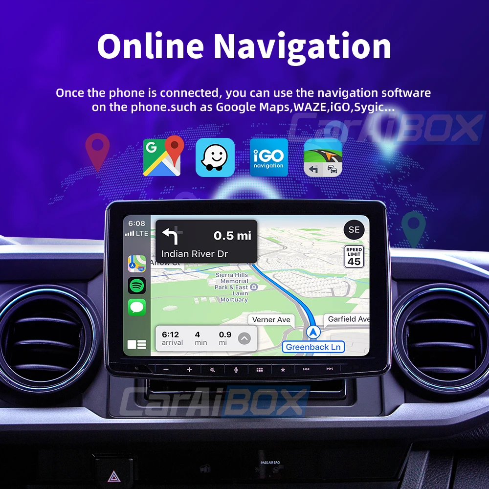 CarAIBOX RGB Light USB Plug and Play 2 em 1 CarPlay sem fio ou Android Auto Box para rádio de carro com CarPlay com fio ou Android auto