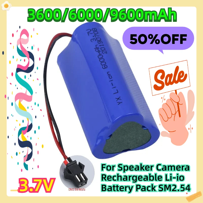 

3600mAh-9600mAh 3.7V For Speaker Camera Rechargeable Li-io Battery Pack SM2.54