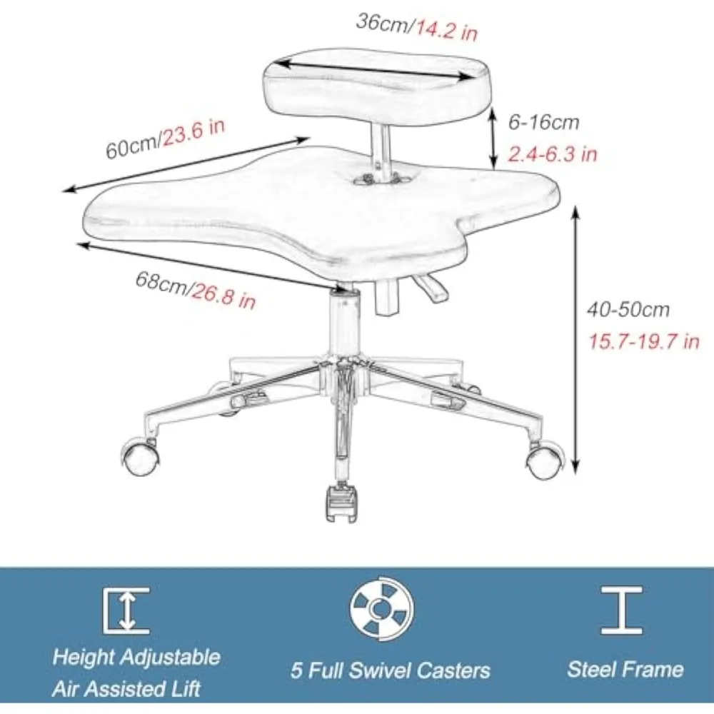 Ergonomic Kneeling Chair with 5 Wheels, Height Adjustable for Office & Classroom - Perfect for Home Workers and Meditation Fanat