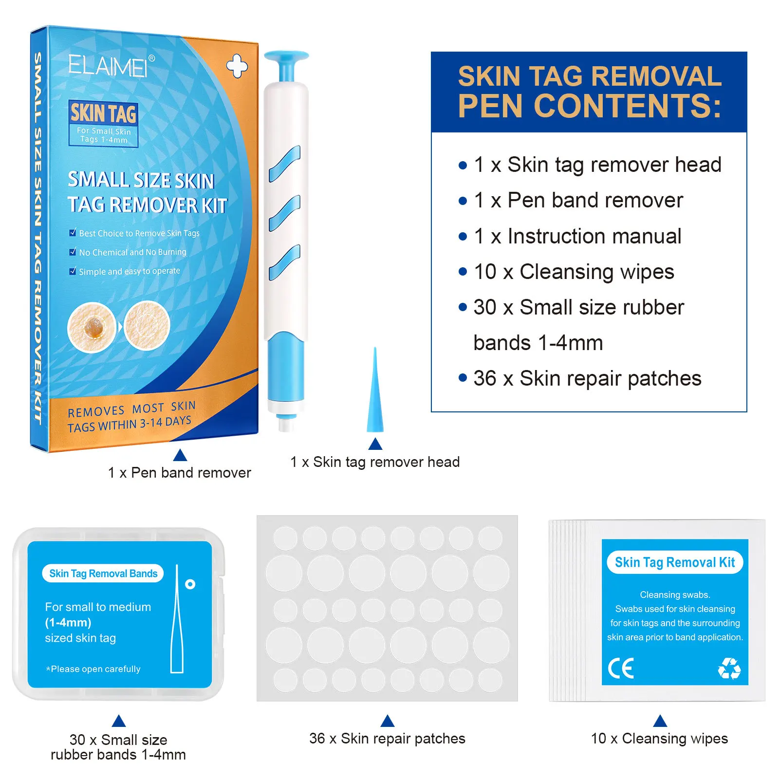 Small Single Head Auto Skin Tag Removal Kit For Small Skin Tags 1-4mm With Cleansing Swabs Home Use Face Skin Care Tool
