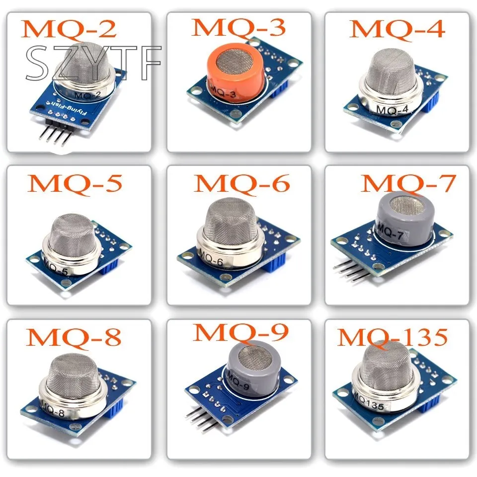 MQ-2 MQ-3 MQ-4 MQ-5 MQ-6 MQ-7 MQ-8 MQ-9 MQ-135 di Rilevamento di Fumo metano liquefatto Modulo Sensore di Gas per Arduino Starter