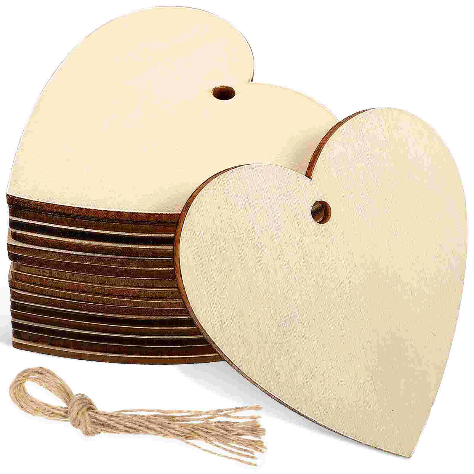 50 Pcs Wood Chips Crafts Heart Cutout Hole Punched Hanging Foam Cutouts Hearts Bulk Token