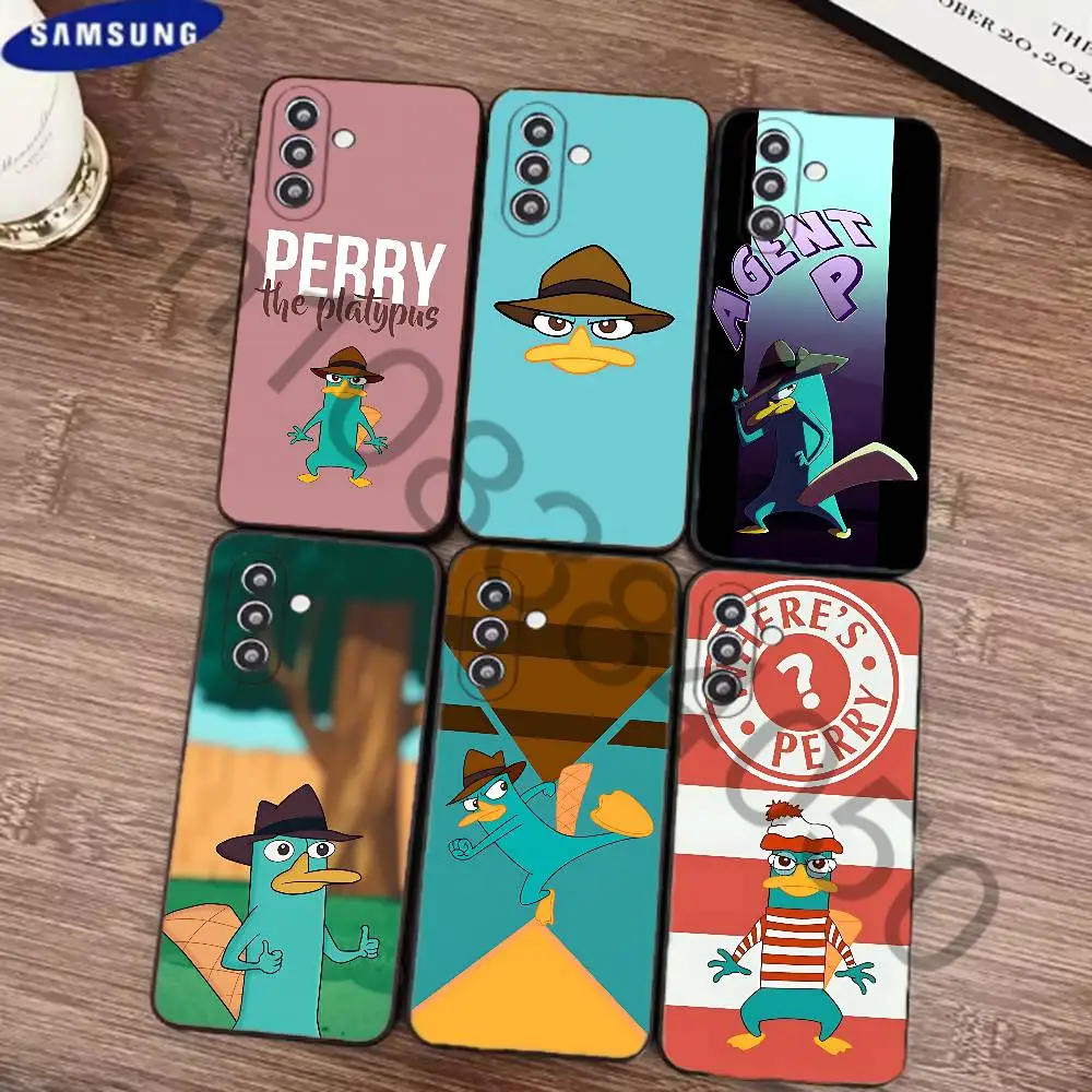 Cartoon P-Perry The Platypus Phone Case for Samsung Galaxy S21 22 23 S24 25 26 Ultra Plus FE Lite Silicone Bumper