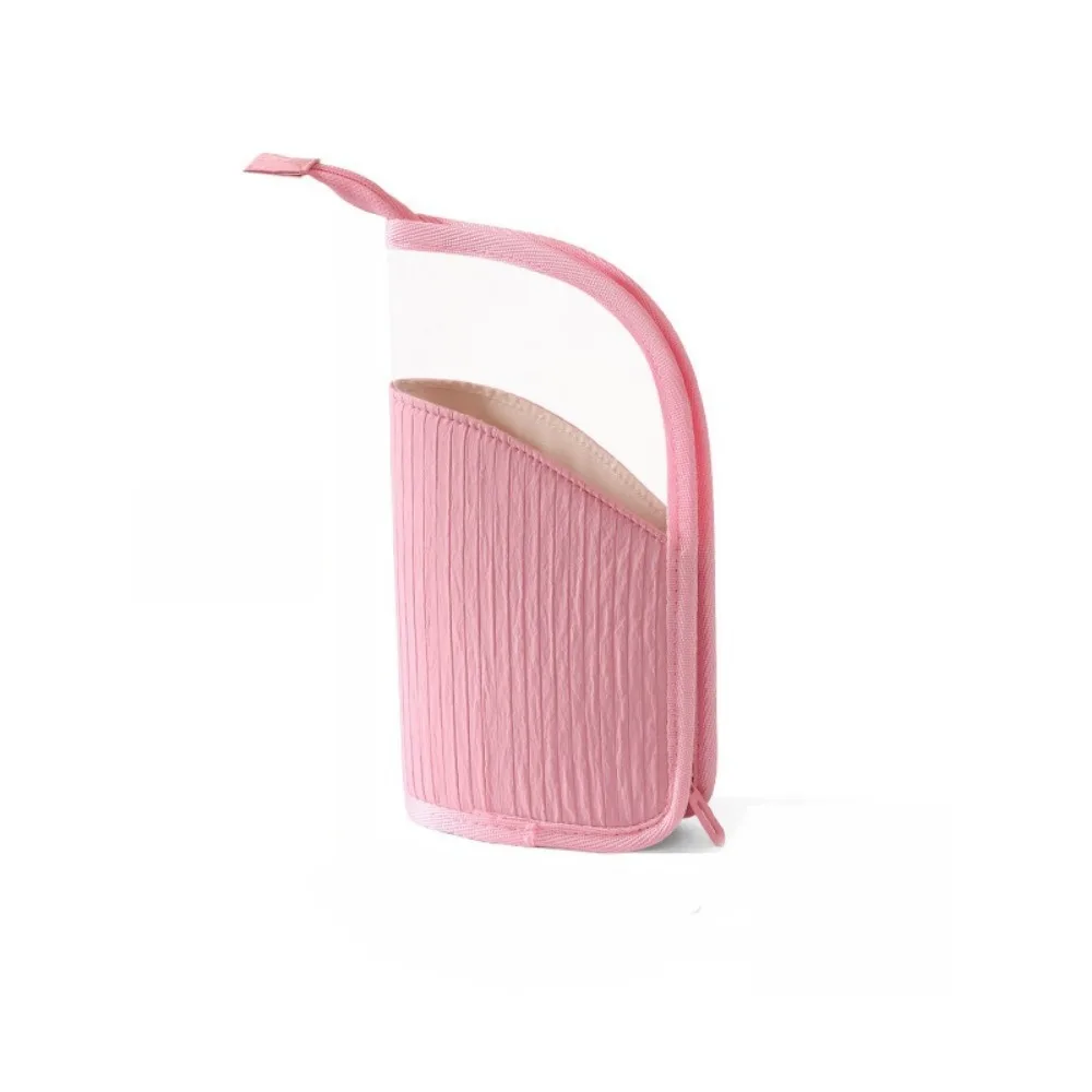 Large Capacity Vertical Cosmetic Bag Portable Waterproof Makeup Brush Case Visible Standing Travel Storage Pouch Travel