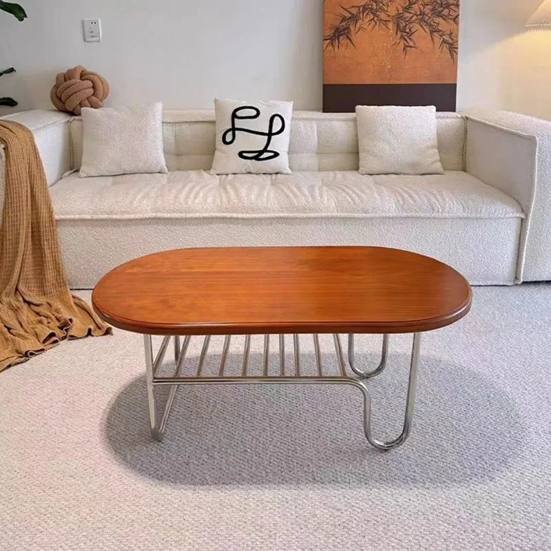 Living Room Coffee Table 98CM Wooden Stainless Steel For Home Furniture Convenient Beautiful Durable Space Saving Coffee Table