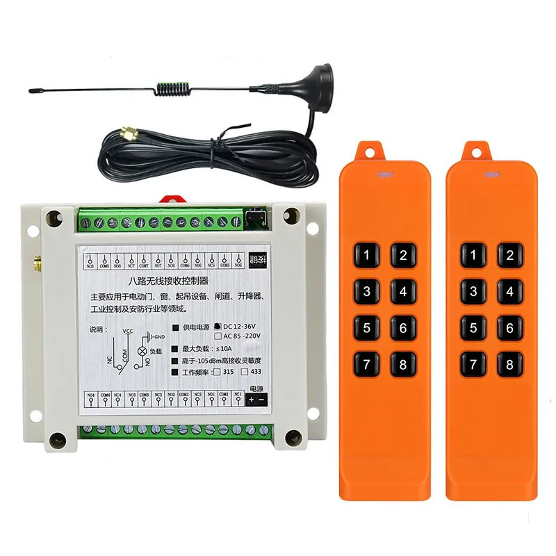 

3000m DC12V 24V 36V 8CH 8 CH Radio Controller RF Wireless Remote Control Overhead travelling crane System Receiver 868Mhz Remote