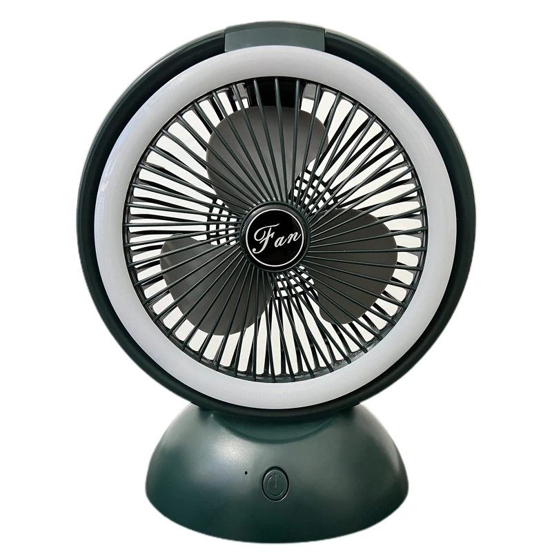 Ventilador de acampada de 4 velocidades, 1200mAh, con linterna LED, recargable, USB, para escritorio, aire libre, hogar, oficina, senderismo