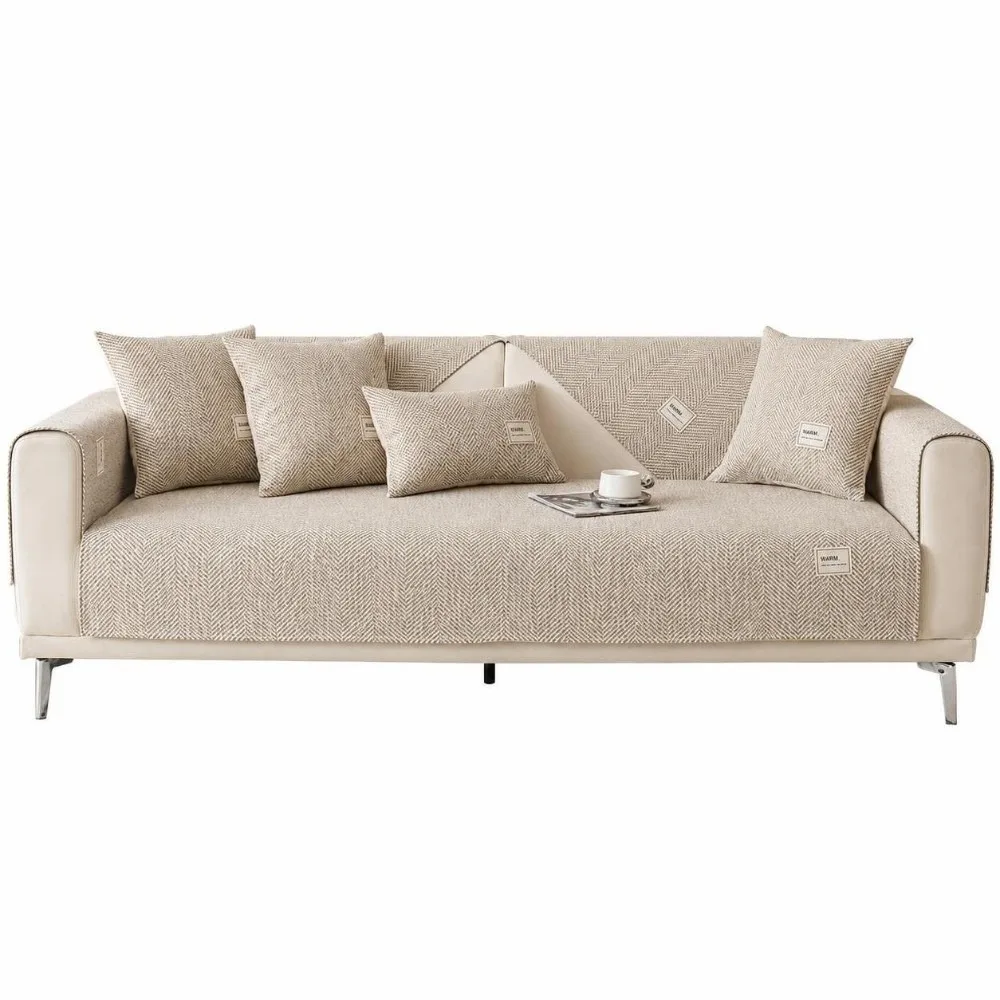 ‌Imitation Cotton Linen Sofa Cushion Non Slip Protective Sofa Throw Cover Washable Scratch Proof Sofa Seat Pads Universal Fit