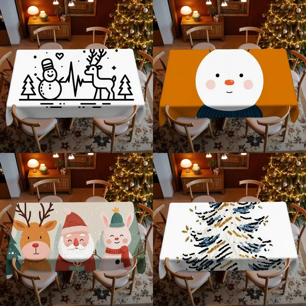 Christmas Cute Pattern Restaurant Kitchen Tablecloth Living Room Home Decoration Rectangular Party Decoration