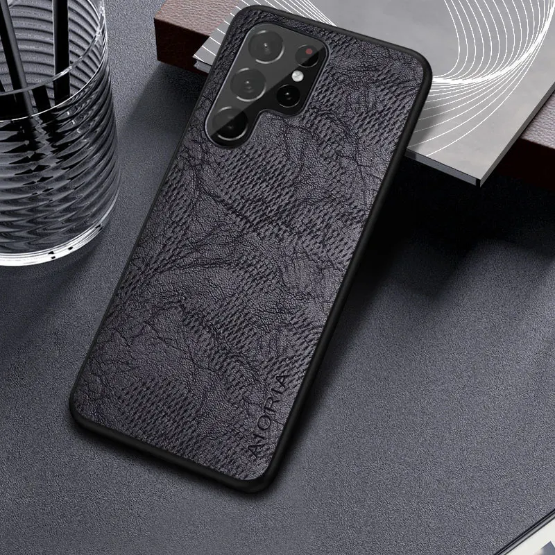 Case for Samsung galaxy s20 s21 s22 s23 Ultra plus FE 5G  Business wind cortex pattern Leather cover for galaxy s23 ultra  case