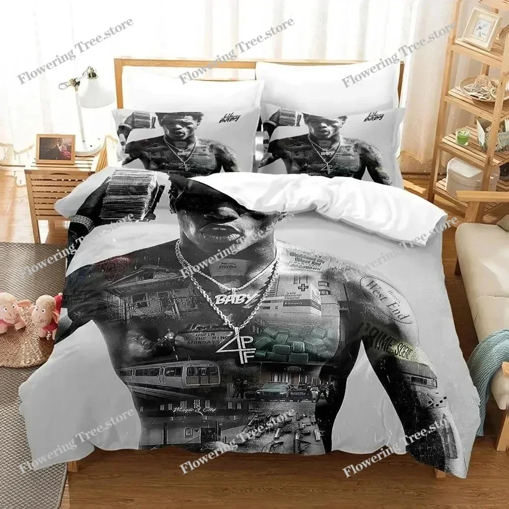 

Rapper Lil Baby Bedding Set Boys Girls Twin Queen Size Duvet Cover Pillowcase Bed Kids Adult Fashion Home Textileextile