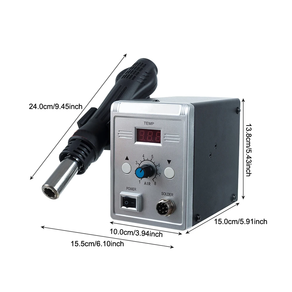 Podofo 2-in-1 Soldering Station, Hot Air Rework and Soldering Iron Station with Digital Temperature Correction  Function