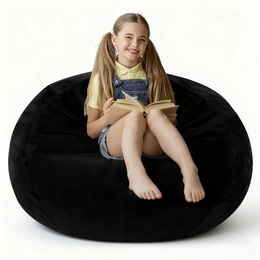 

2FT Bean Bag Chair with Ultra Soft Velvet Cover Bean Bag Sofa with Memory Foam Bean Bag Chairs with Large Size Lazy Sofa for Do