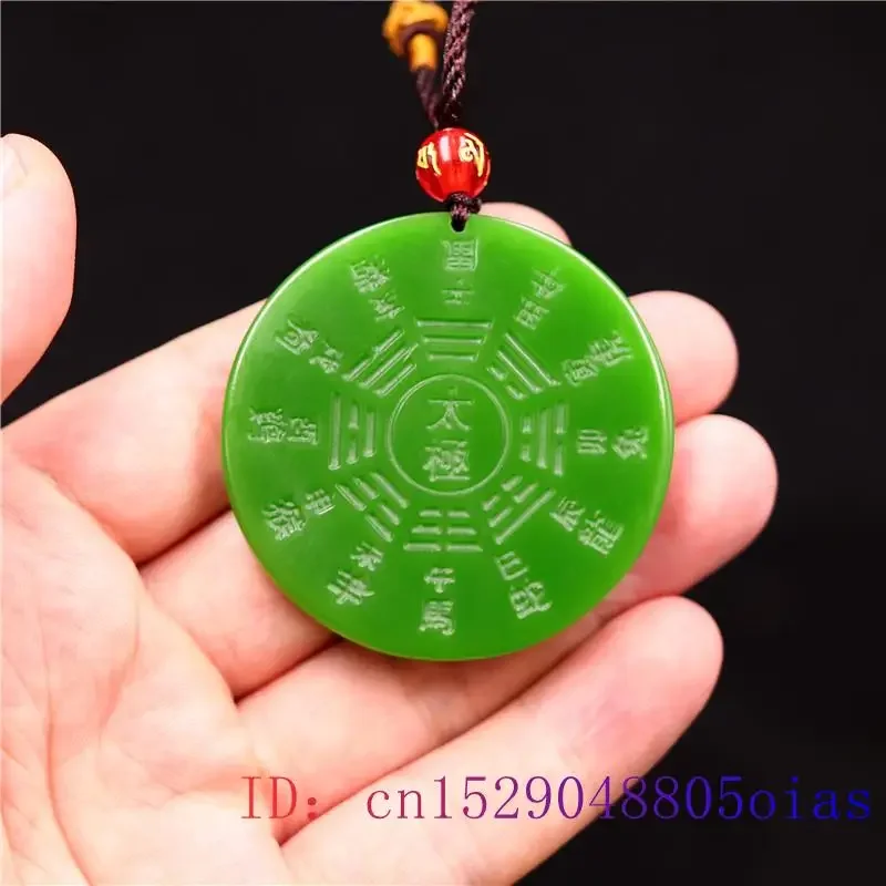 Green Jade Tai Chi Pendant Natural Carved Fashion Women Chinese Charm Necklace Lucky Jewellery Amulet Gemstone Gifts