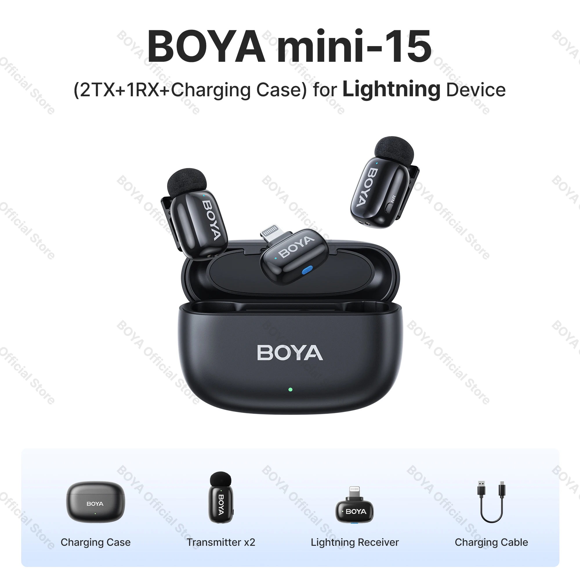 BOYA BOYA Mini Wireless Lavalier Lapel Microphone for iPhone Android Type-c Smartphone DSLR Cameras Youtube Recording Streaming