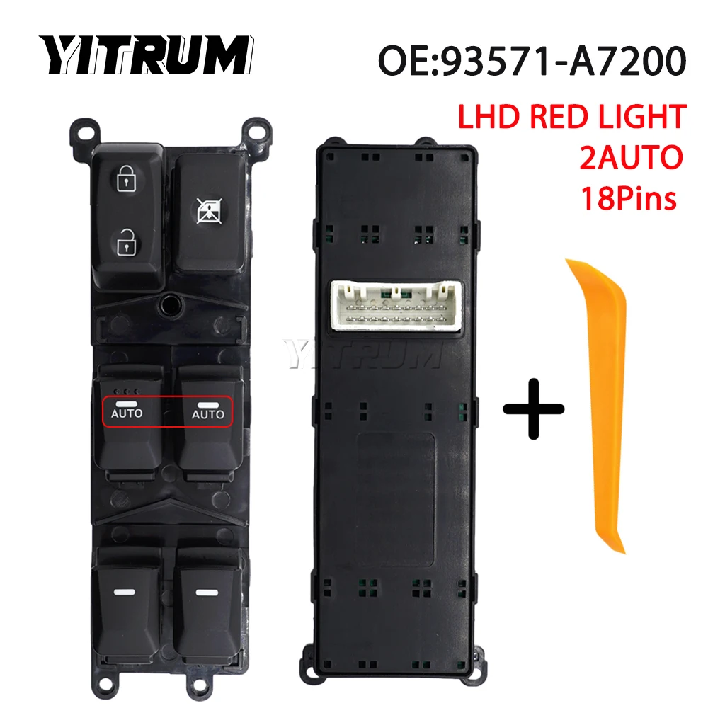 YITRUM 93571-A7200 93571A7200 LHD Red Light Electrical Power Window Control Switch For Kia Forte 2014 2015 2016 2017 2018