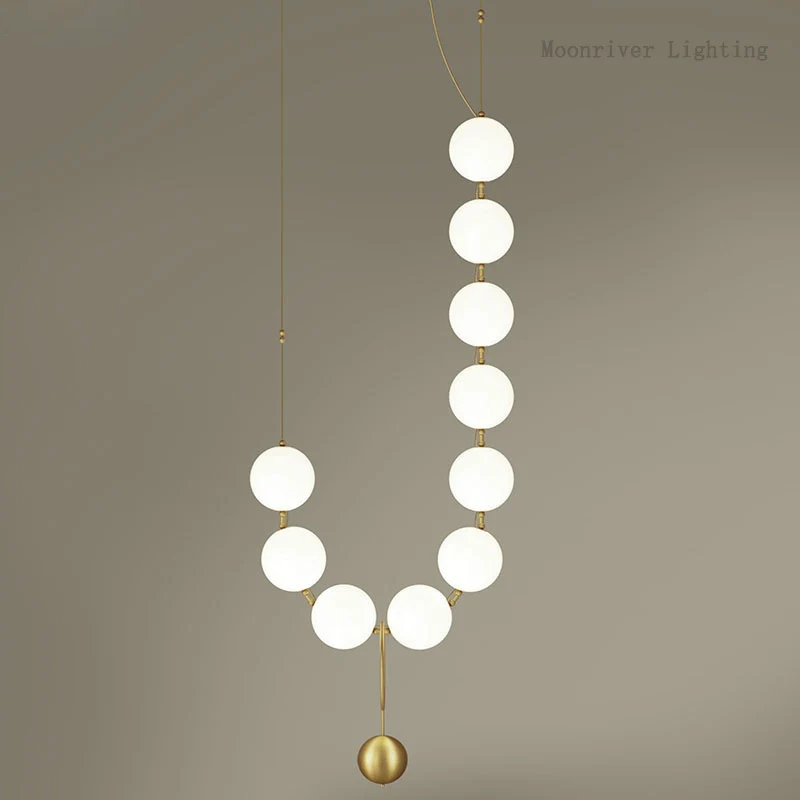 Imagem -04 - Moonriver Lighting Necklace Pendant Light Magic Bean Chandelier Bola de Vidro Branco Lâmpada Pendurada para Casa Luxo Europa 2024