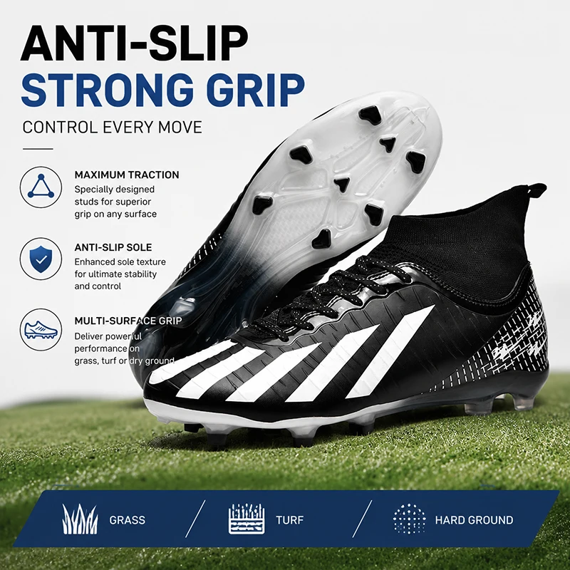 Men's football shoes, anti slip high-quality football shoes, high tube five-a-side football shoes, indoor and outdoor