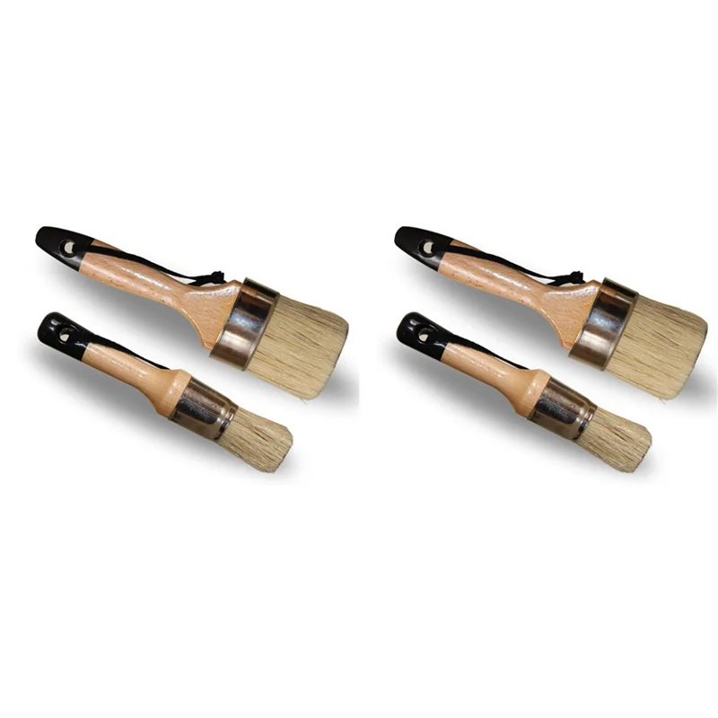 

BMBY-Кисть для воска-Chalk — 4 шт., 2 круглых кисти для рисования мебели, 2 овальных меловых краски — набор кистей для рисования из щетины