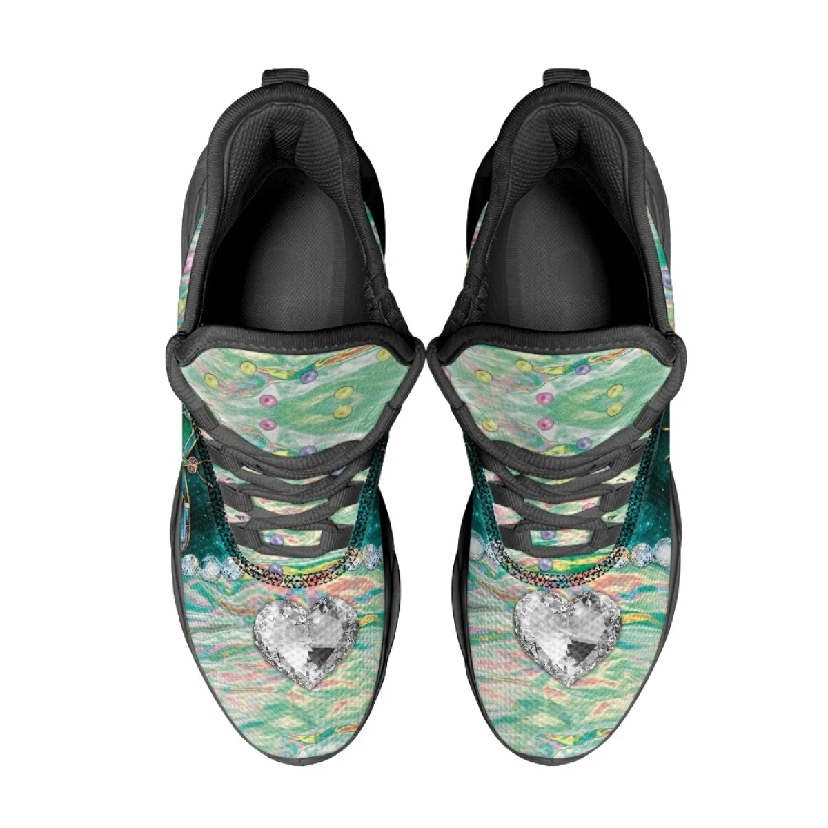 Gradient Green Dragonfly Pattern Women Male Autumn Winter Sneakers Non-slip Durable Round Toe Casual Shoes Dirt Resistant Flats