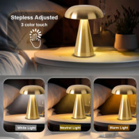 Mushroom Shaped Table Lamp Rechargeable LED Night Light 3 Color Touch Atmosphere Desk Lamp Decorative Light for Bedroom Office