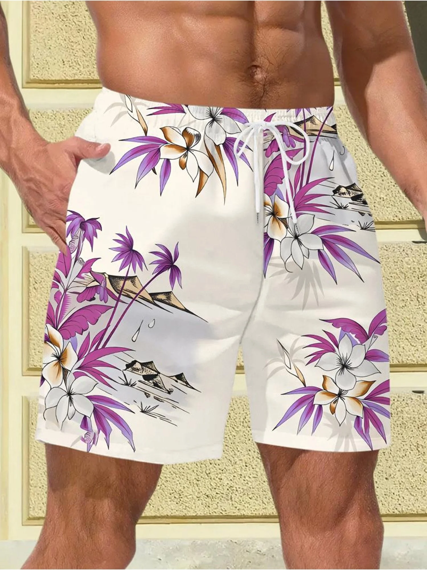 

Flower Retro 2026 Summer Men's Shorts Hawaii New Fashion Couple 3D Printed Swimsuit Quick Drying Beach Leisure Street Style