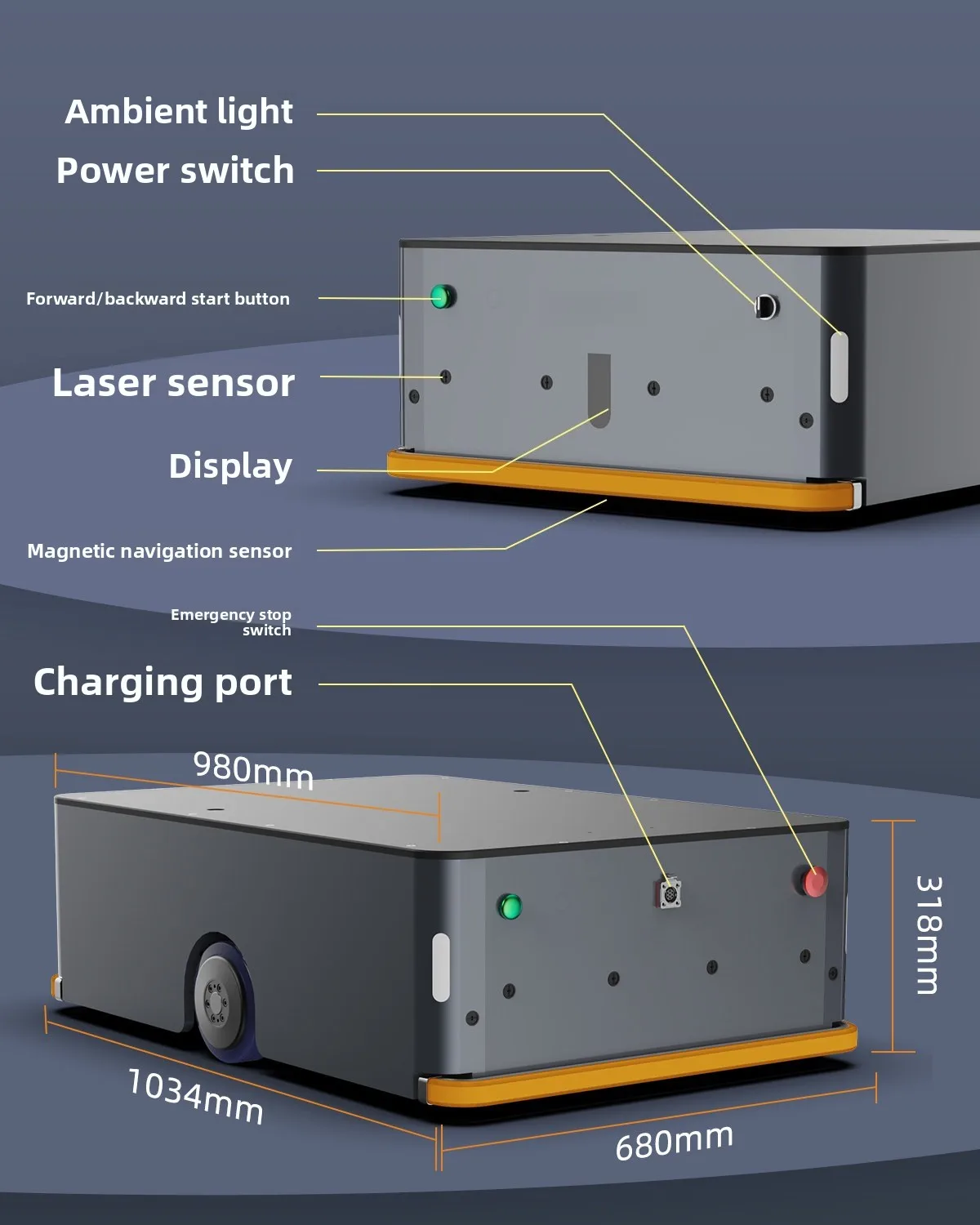 1000kg Heavy Duty AGV Chassis with Latent Lifting – Smart Mobile Robot Platform for Automated Material Transport & Logistics