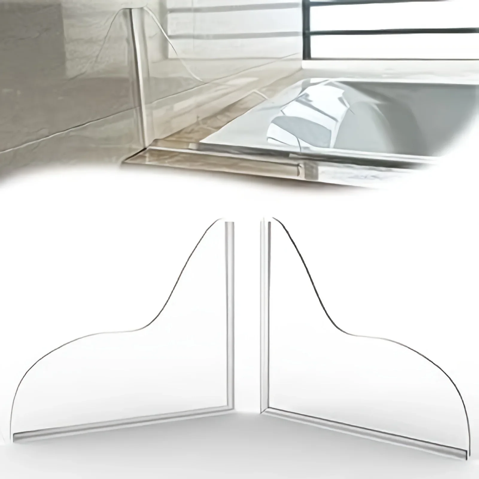 Transparent shower guard, easy to install, suitable for splash-proof design in bathrooms, toilets and bathtubs.