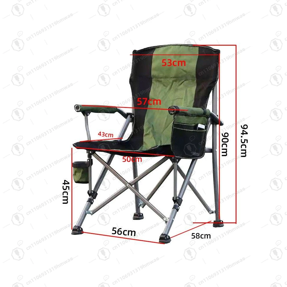 Heavy Duty Waist High Back Portable Camping Chair Hard Arm Foldable Camping Chair with Cup Holder