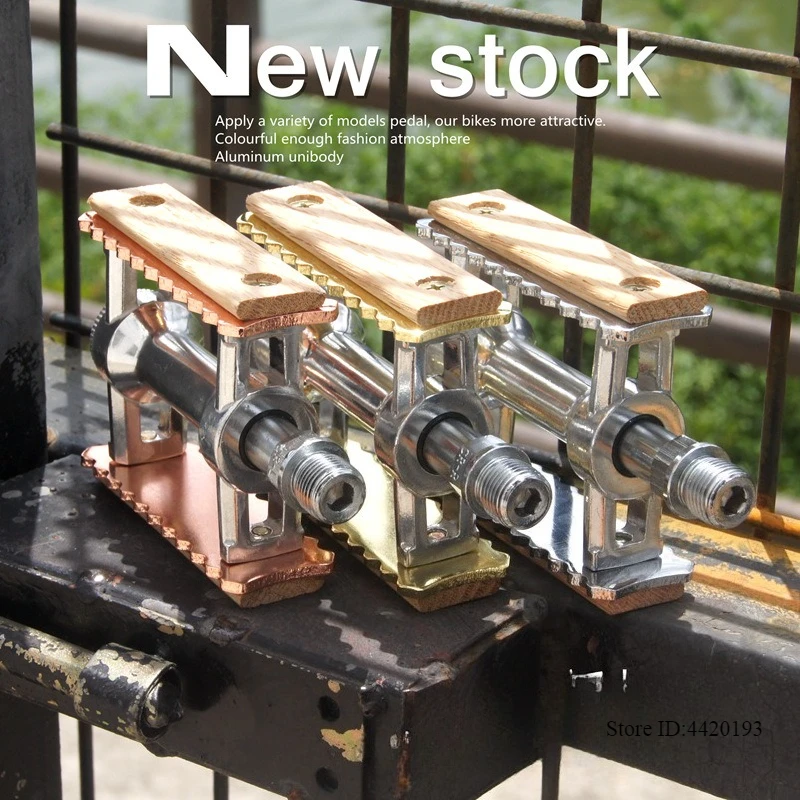 

New Non-slip Pedal Ultralight Bike MTB Road Bike Pedal Cycling Classical Retro Wooden Styles Bicycle Pedals