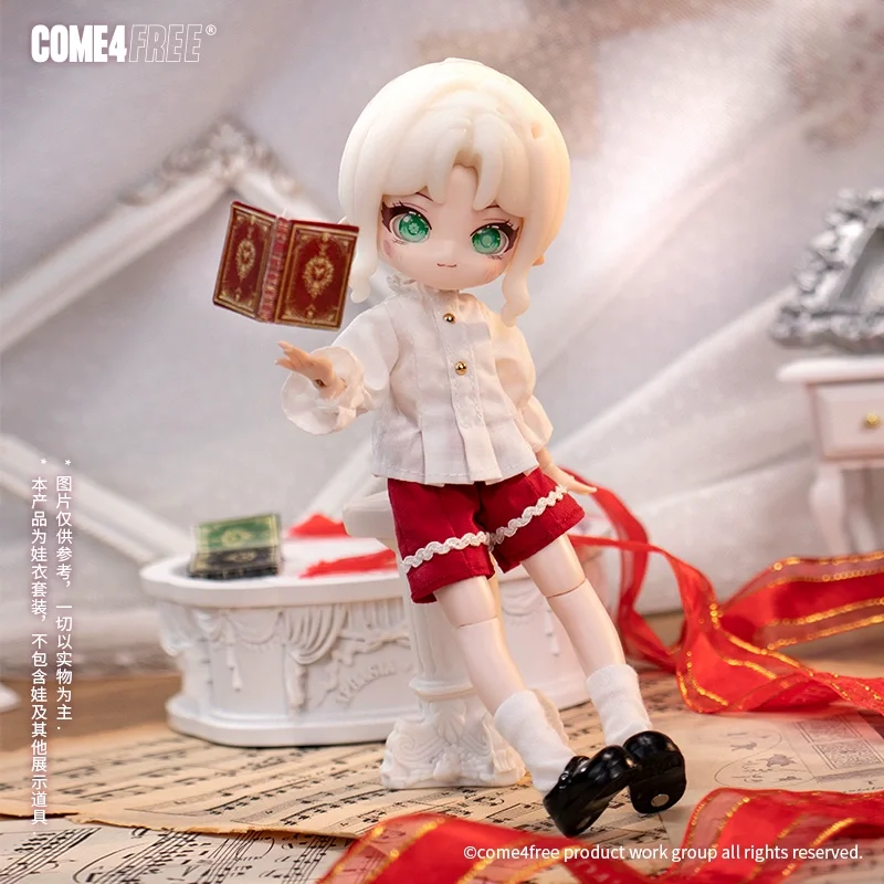 COME4FREE Red Maple Leaf Choir Fairy Tale Town Series Dress Outfit Set for 1/12 BJD Doll Clothes OB11 Size Collectible Toys