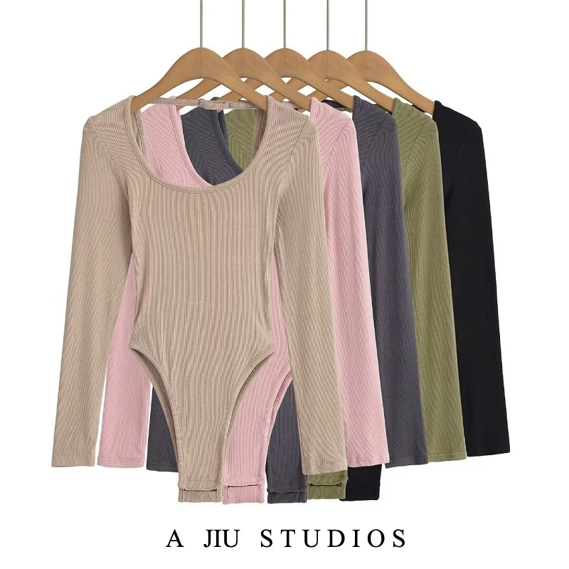 

Сексуальное женское боди с длинным рукавом и перекрестными завязками, облегающее, для ношения под одеждой, базовый топ, уличный стиль