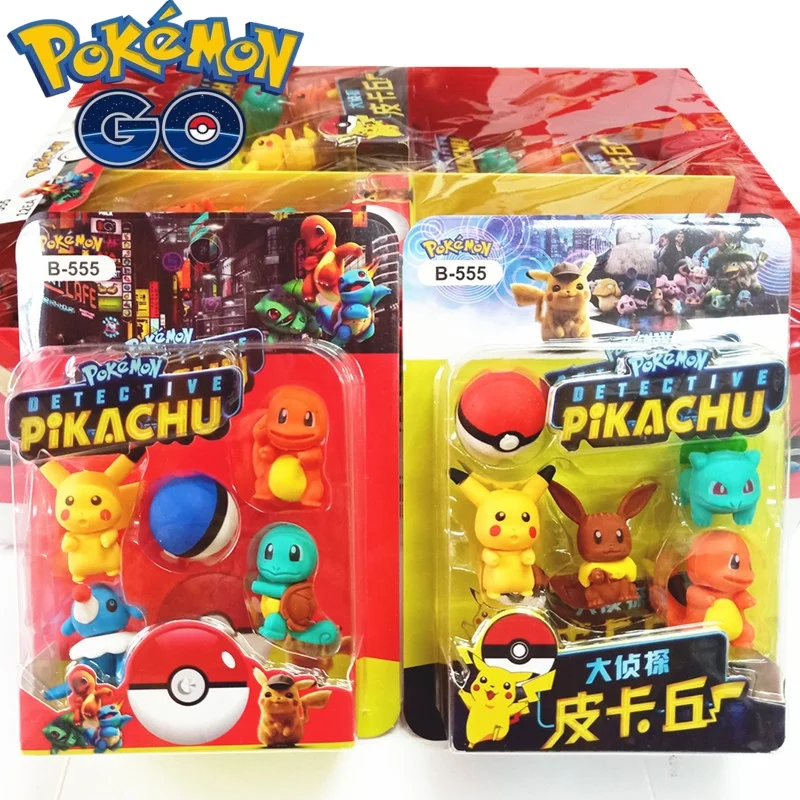 Pokemon 3D Eraser Cute Big Detective Pikachu Eraser Little Fire Dragon Jeni Turtle eraser Kindergarten prize children's gift