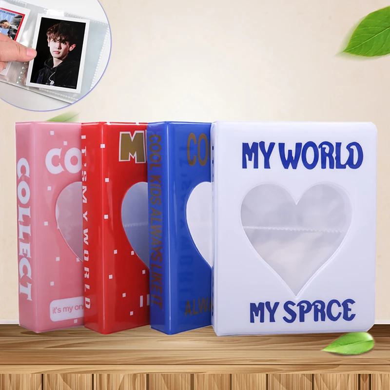 1PC Mini Cute Hollow Heart Photo Album Love Star Chasing Storage 3 Inch Photocards Holder Can Hold 36 Photos or Cards