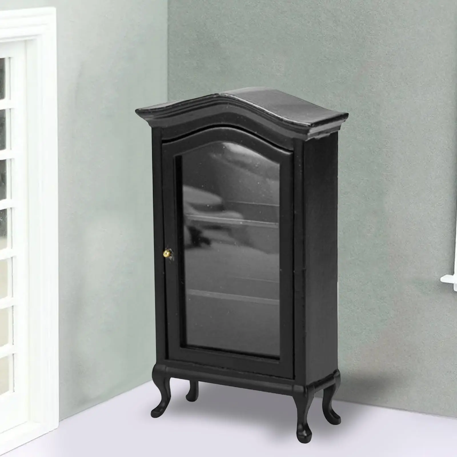 인형의 집 나무 책장, 소형 인형의 집 디스플레이 캐비닛 소형 장면을 위한 소형 가구 디스플레이 선반