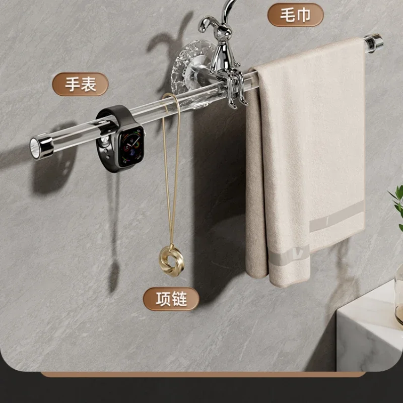 Towel Rack Punch-Free Toilet Single Rod Bathroom Toilet Bath Towel Storage Storage Hook Rack