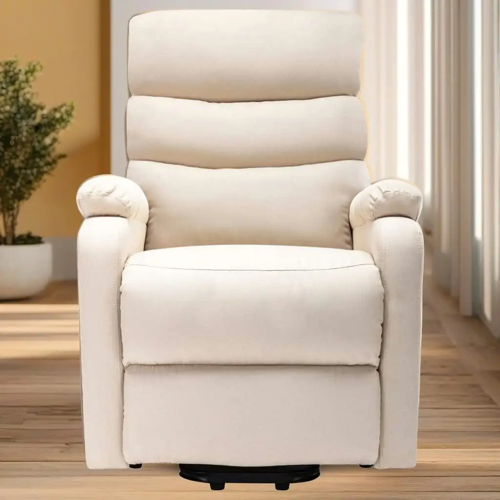 Cream Fabric Power Lift Massage Recliner Chair for Comfort and Relaxation